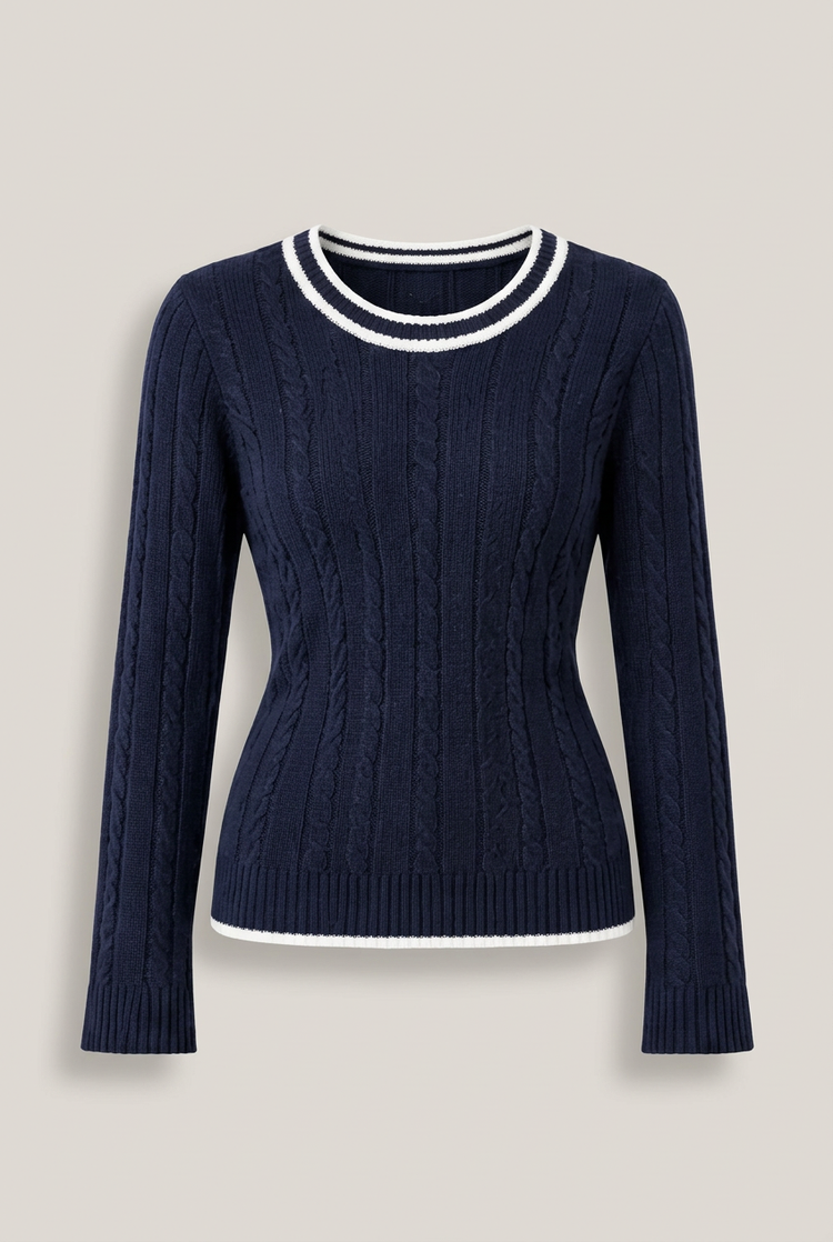 T-shirt en maille texturée – Bleu marine Femme