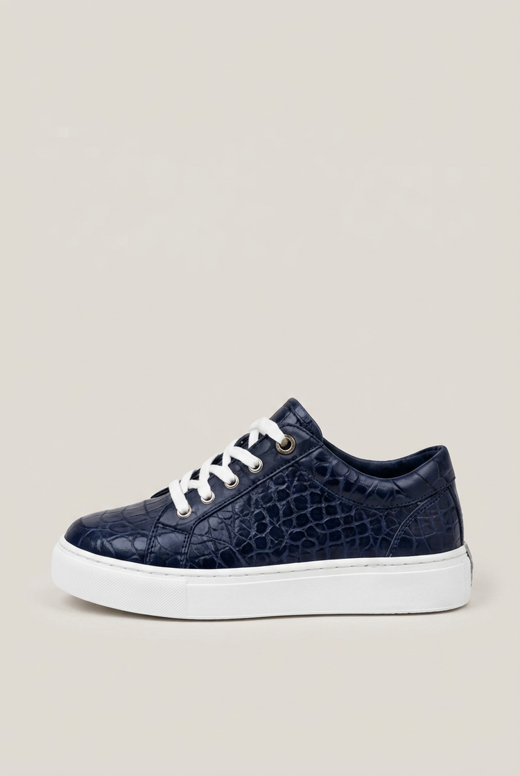 Baskets texturées à semelle blanche – Bleu marine Homme