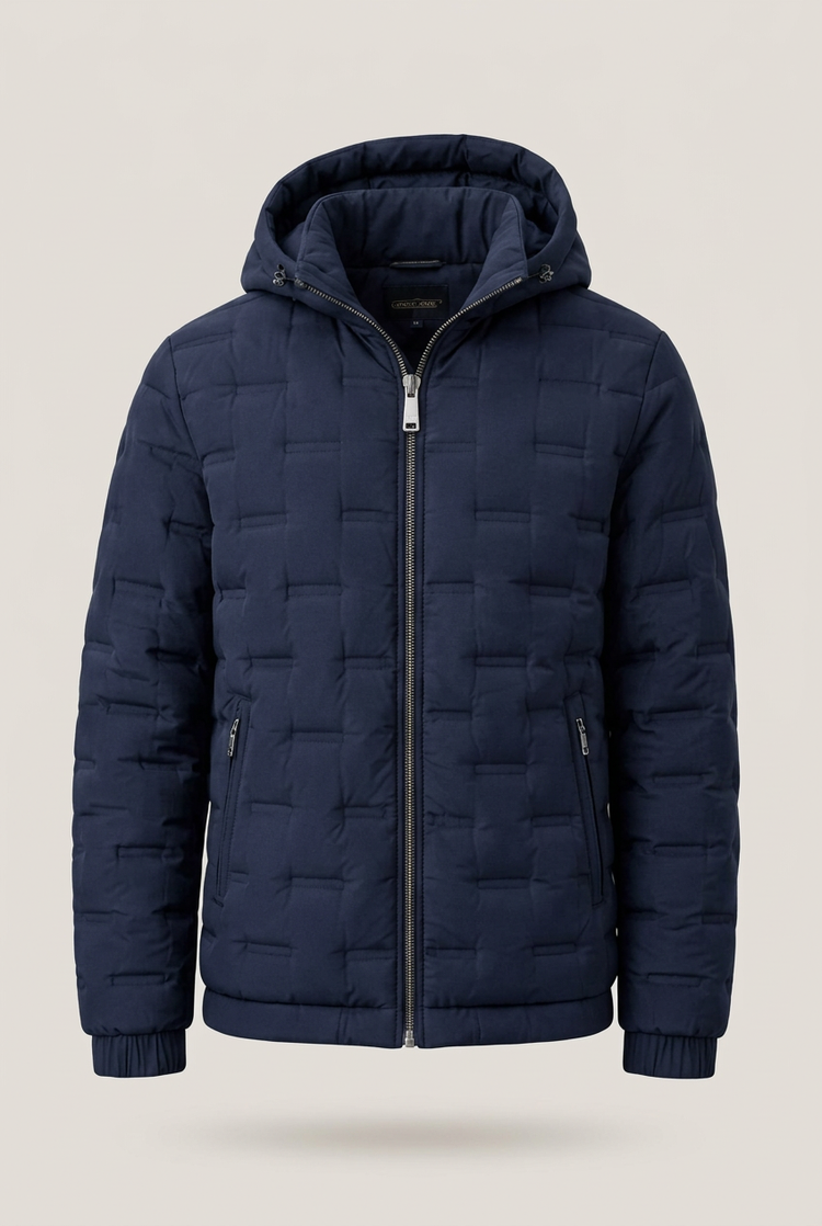 Doudoune matelassée à capuche – Bleu marine Homme